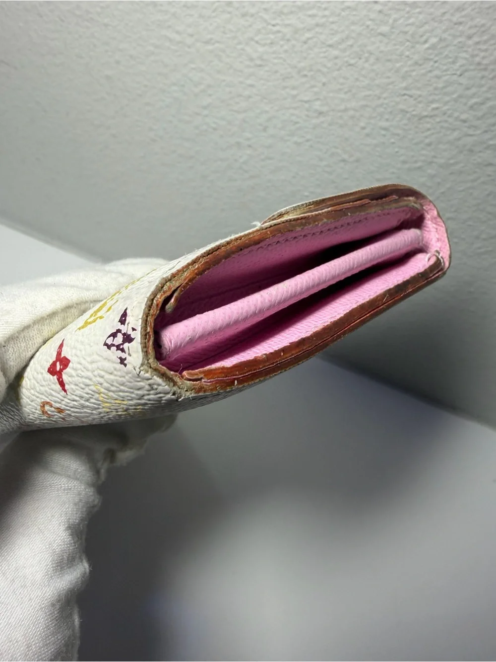Louis Vuitton Murakami White Multicolor Monogram Canvas Long Wallet w Pink int.